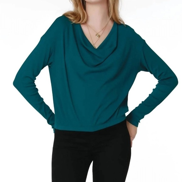 bobi Cowl Neck Long Sleeve Top in Mystic Team Size Small NWT! - Picture 1 of 9